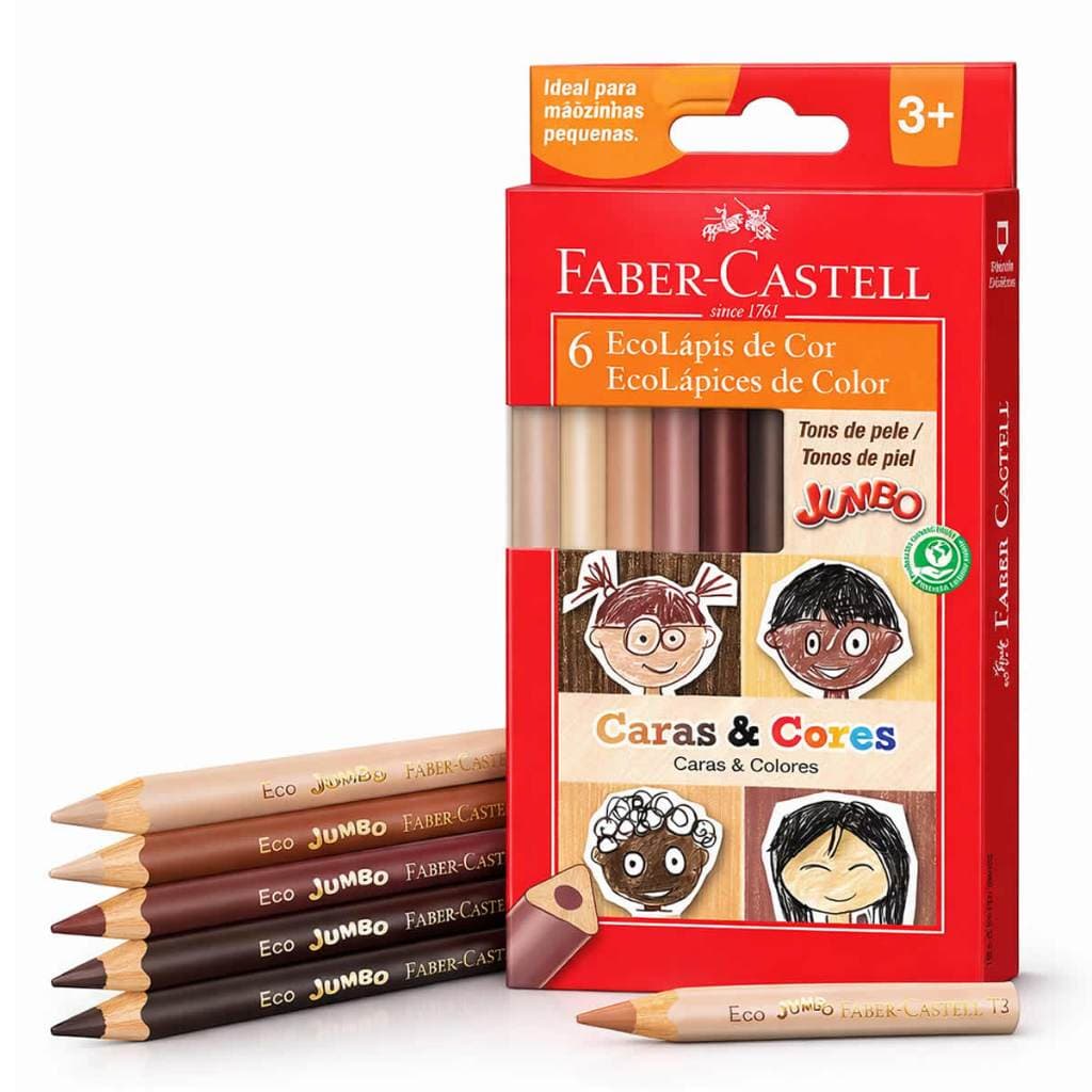 Lápis De Cor 6 Tons Pele Jumbo Caras Cores Faber Castell