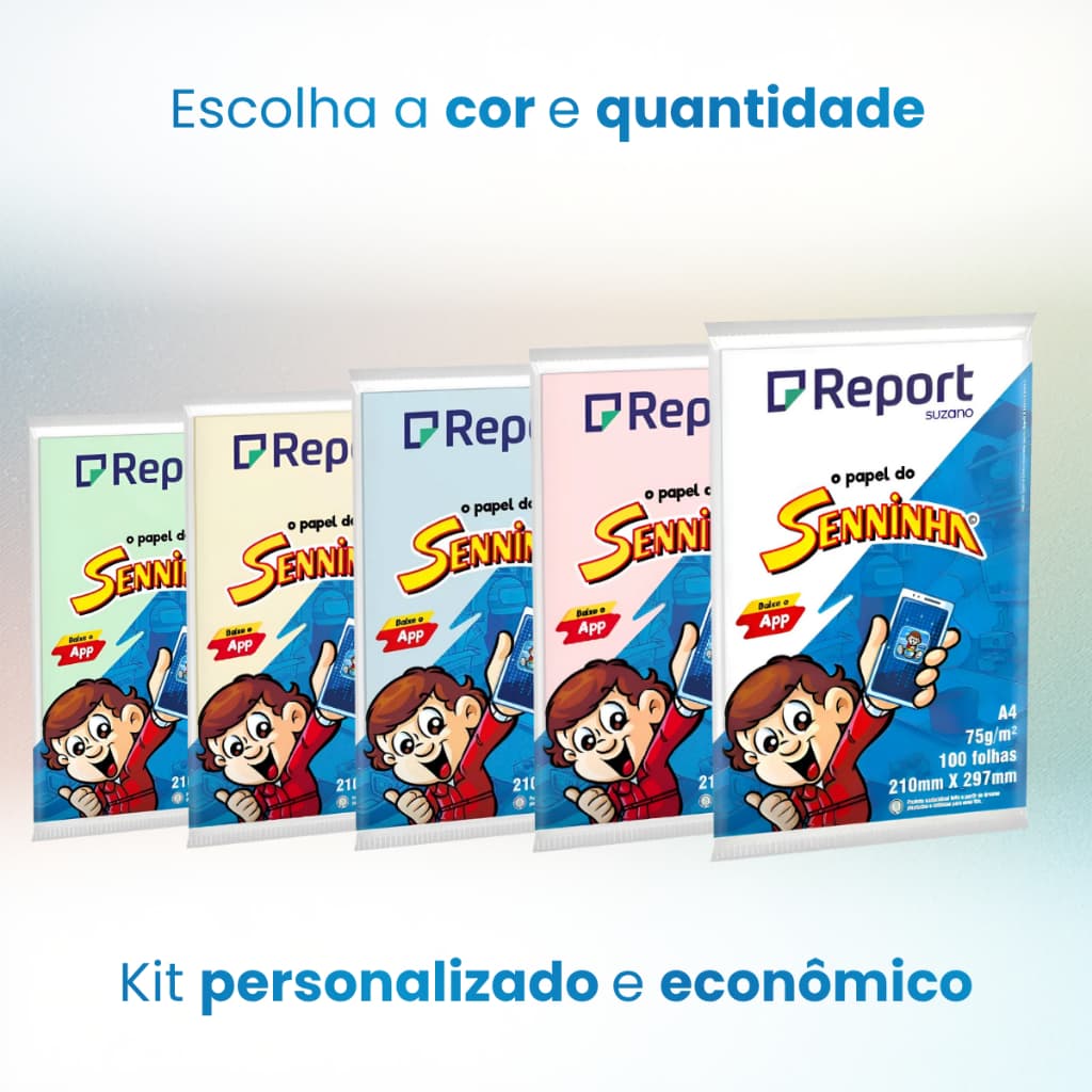 Kit Papel Sulfite A4 Senninha 75G Colorido Branco Escolar Resma