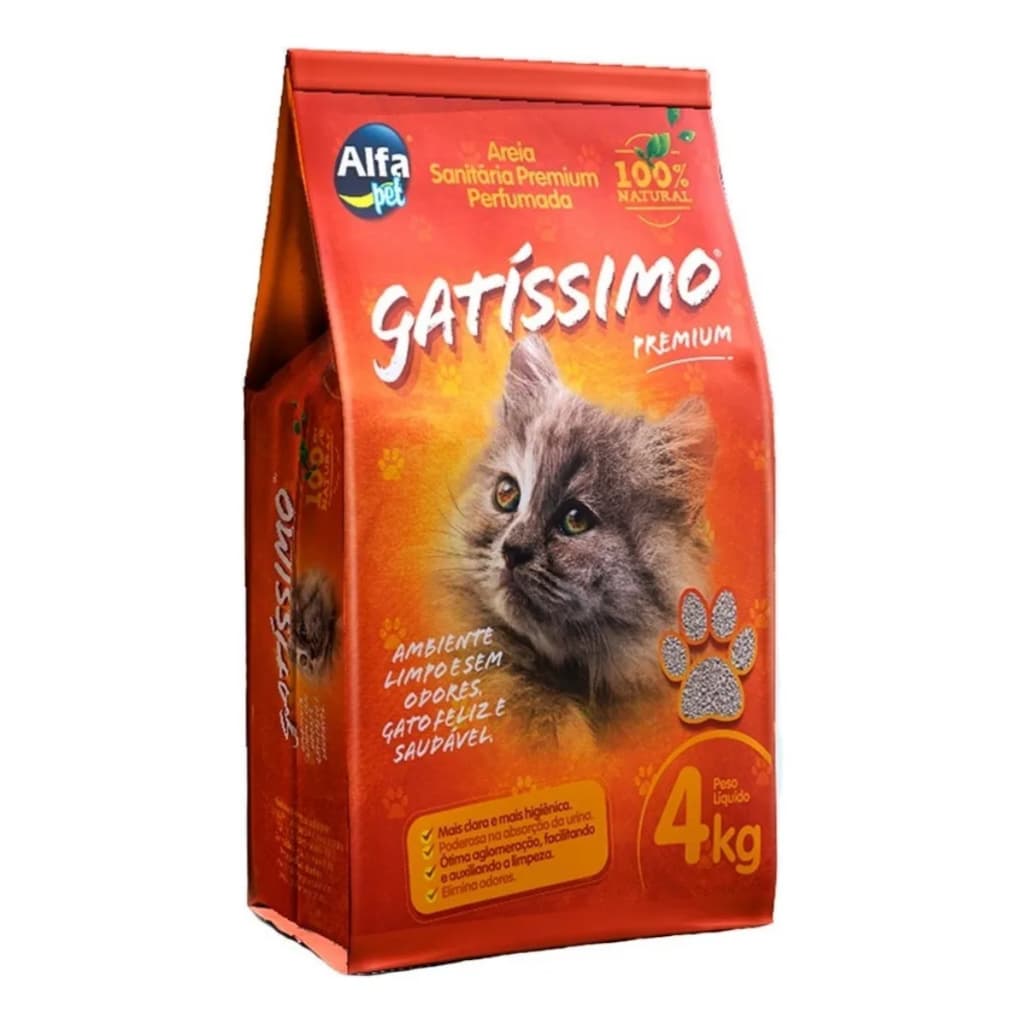 Areia Higiênica Sanitária De Gato Perfumada Gatíssimo 4kg Premium