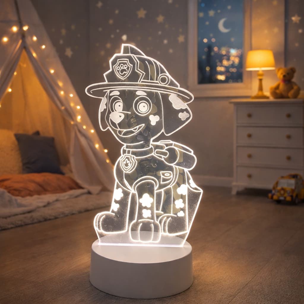 Luminária Led 3D Marshall / Patrulha Canina / luz noturna / Abajur / Presente Criativo