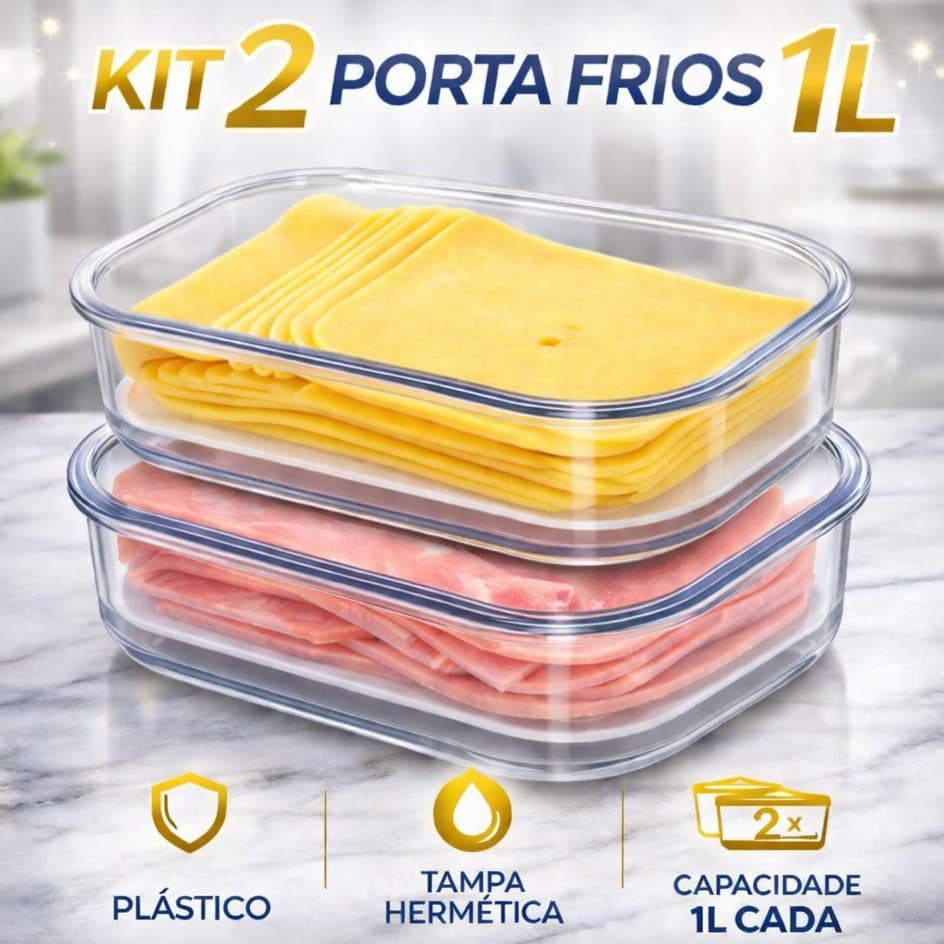 Porta Frios Empilhável Transparente Com Grade 1 Litro