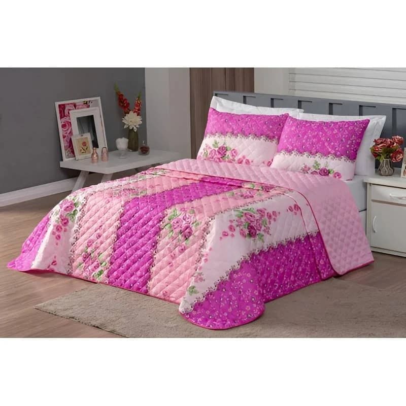 COBRE LEITO DUPLA FACE 3 PECAS COM FRONHAS ESTAMPAS VARIADAS