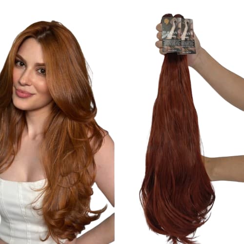 Cabelo na Tela Fibra Russa 70cm Ondulado Ruivo Semi Humano