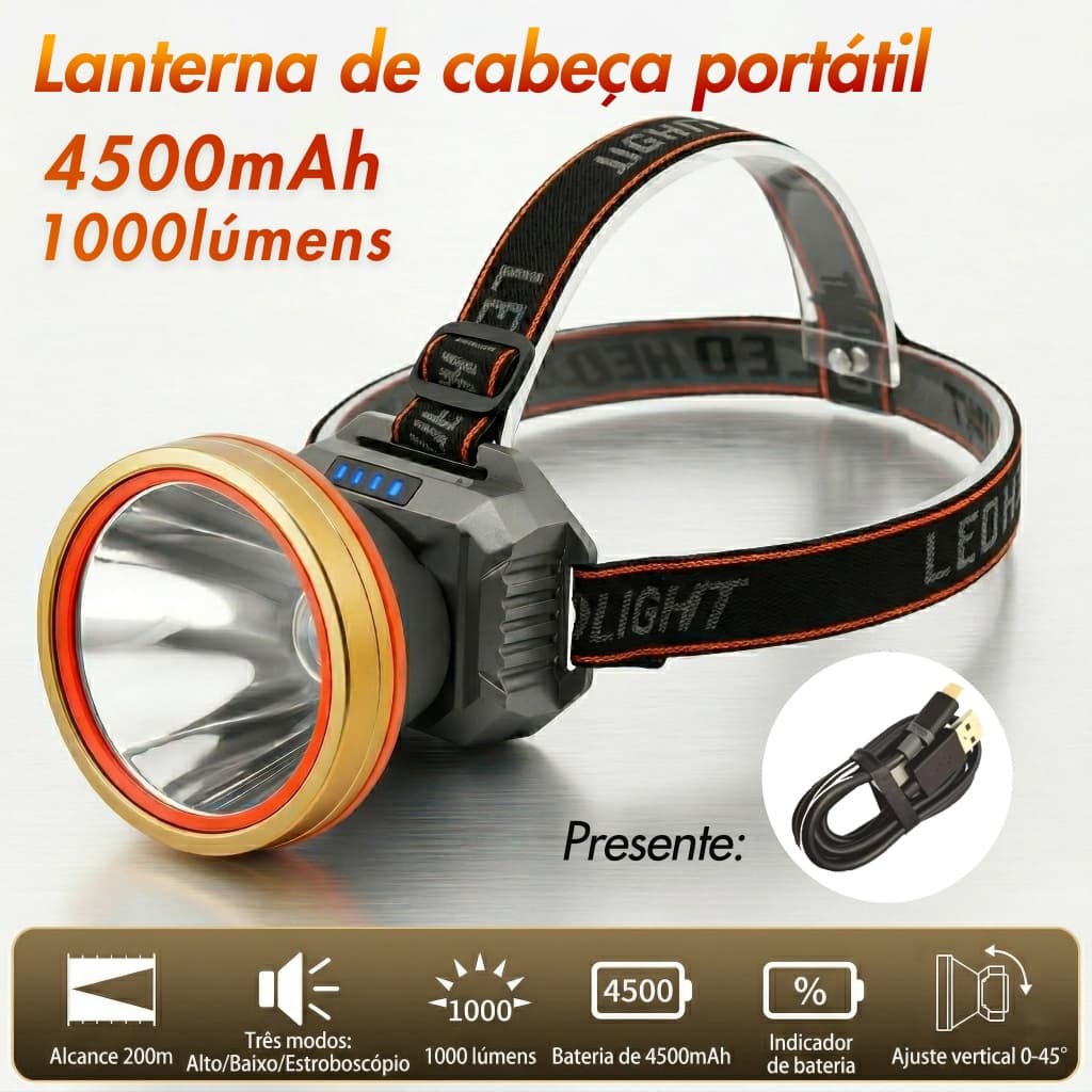 Professional Lantern Led Prova Dágua Farol Potente Forte Recarregável Para Camping