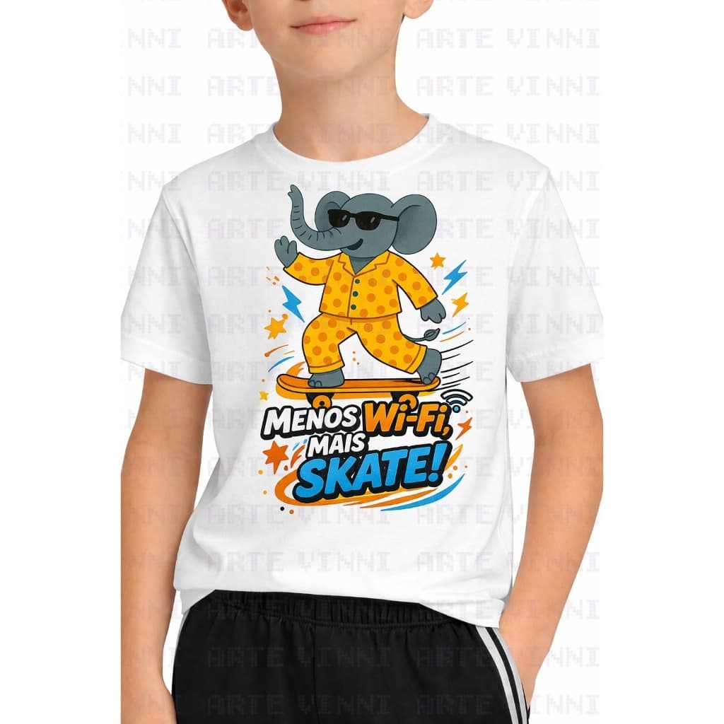 Camiseta personalizada infantil animais divertidos skate frases menino
