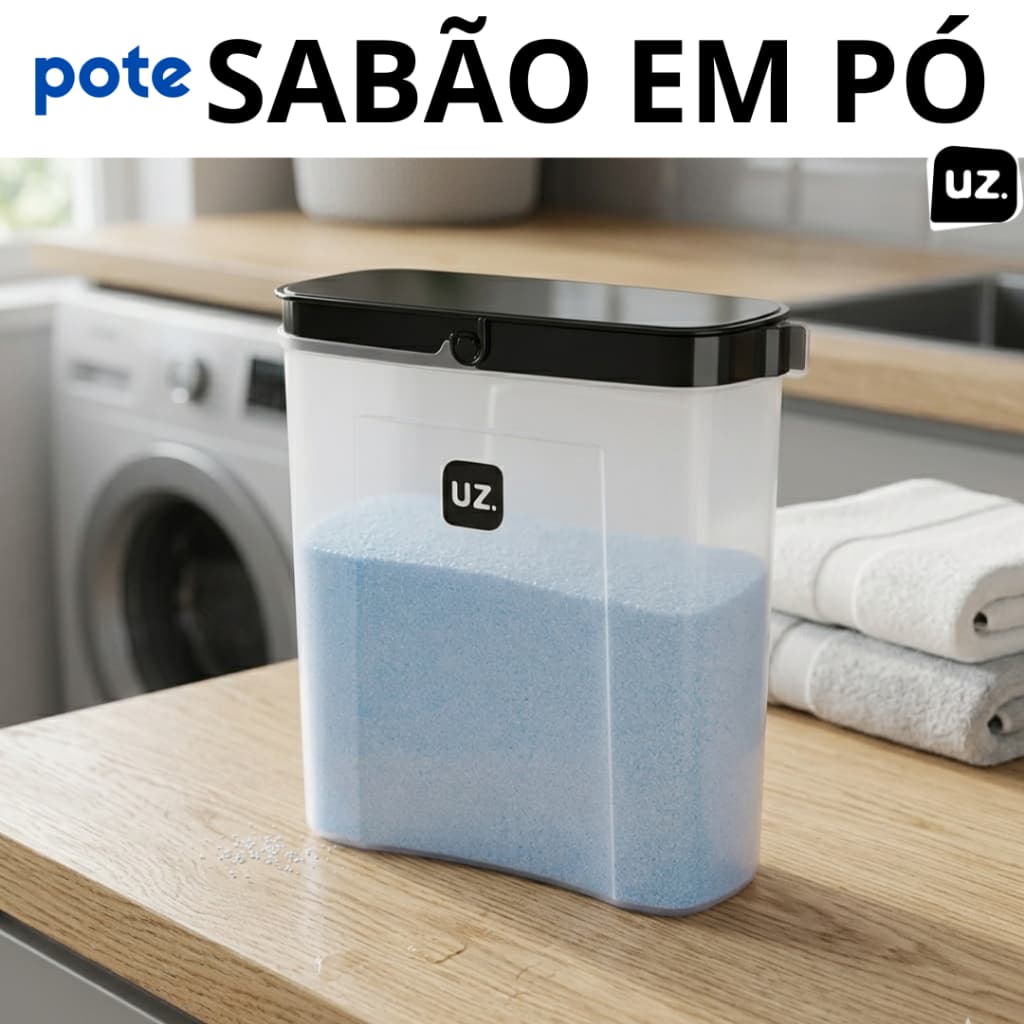 Porta Sabão em Pó Cinza UZ 1Kg de Lavanderia