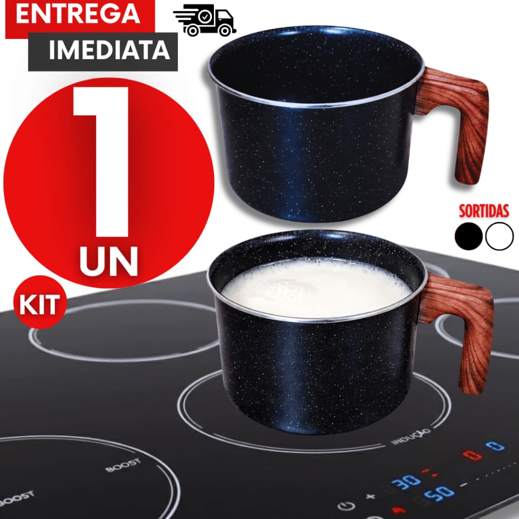 Conjunto Leiteiras Indução Cerâmica Antiaderente 14Cm Ferver Leite Agua Multiuso Não Gruda Utensílio