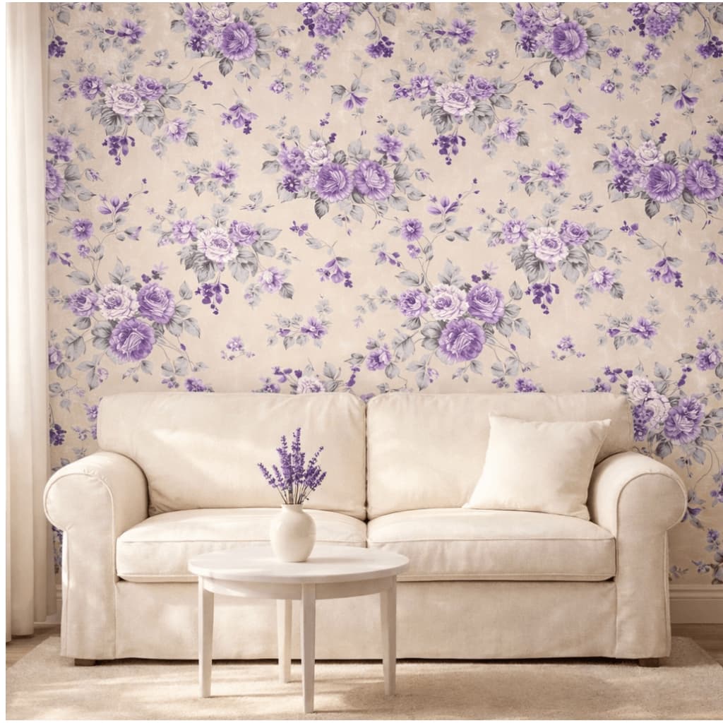 Papel de Parede Floral Autocolante –  Quarto Sala | Lavável| Moderno  Envio Imediato