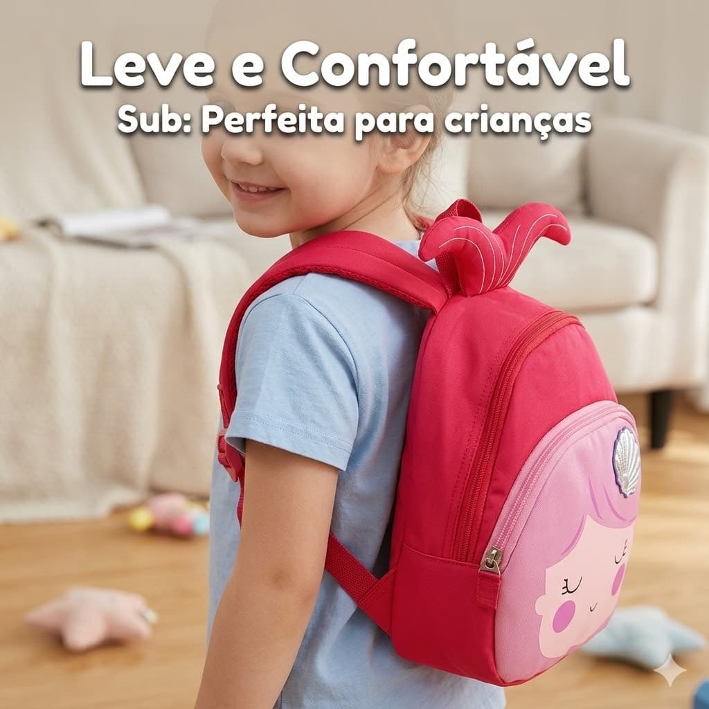 Mini Mochila Infantil Sereia Estampada Colorida Mochilinha Escolar Criança