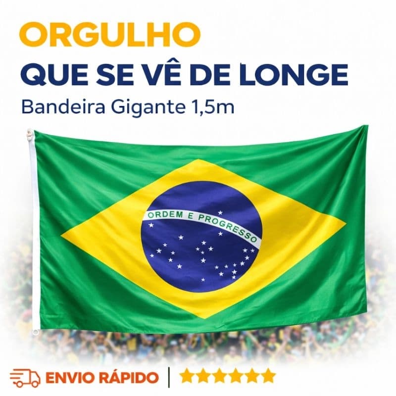Bandeira do Brasil Grande 1,5mt por 90cm Dupla Face para Mastro e Parede com Cores Fortes e Nítidas