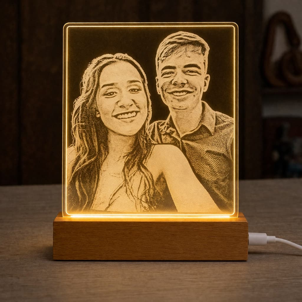 Luminária LED Casal e Família Personalizada com Foto – Lançamento em Acrílico com Arte da Sua Foto