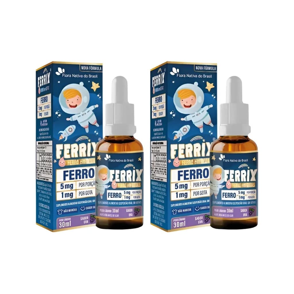 Kit 2 Kids Ferrix (Ferro 5mg Porção) Sabor Uva