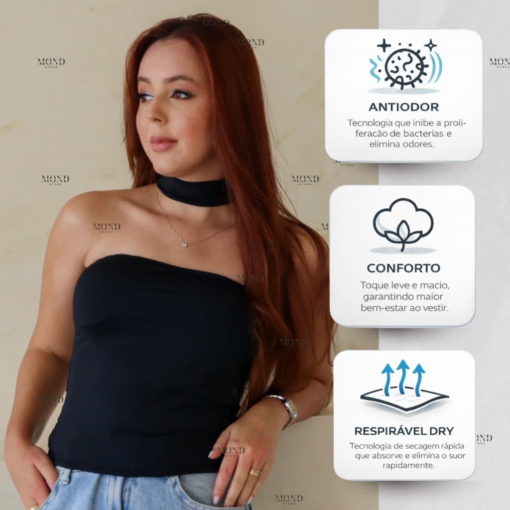 Blusa Feminina Poliamida Tube Gola Alta Tomara que Caia com Bojo