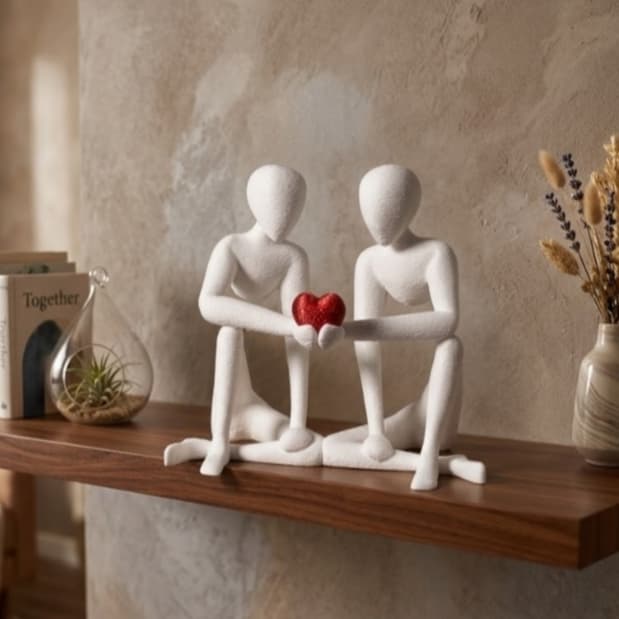 Estátua Casal Decorativa Amor Moderna Minimalista Presente Romântico Sala Quarto