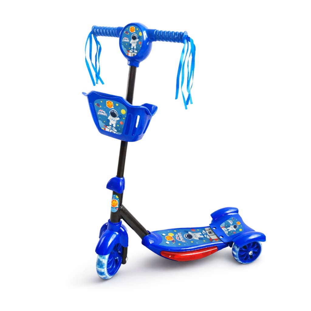 Patinete Cestinha Astronauta Azul Led Ajustável Musical