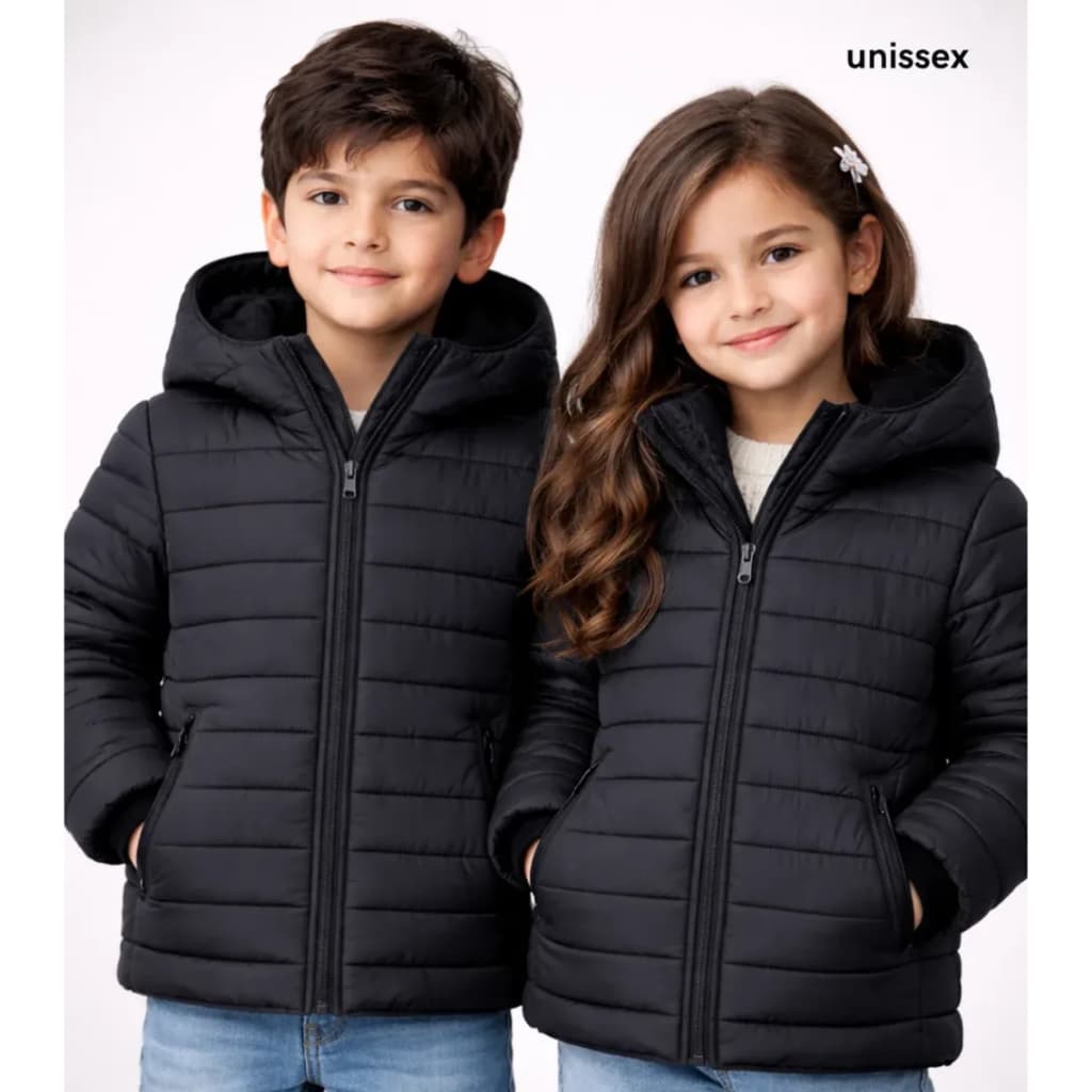 Jaqueta Puffer Infantil Pelinho Com Touca Casaco Inverno Frio Intenso