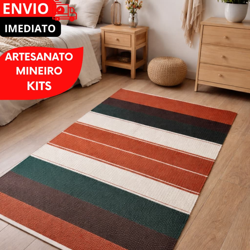 KIT 1/2 Tapete Passadeira Beira Cama Algodão Antiderrapante Lavável em Máquina COZINHAS Sala Quarto