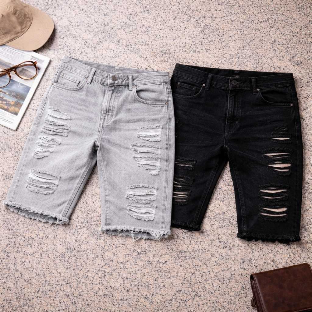 Kit com 2 Bermuda Jeans Masculina Modelo Jogador Grafite