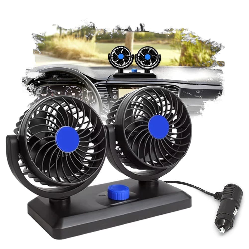 Ventilador Automotivo Duplo 12V/24V Ajustável 2 Velocidade Carro