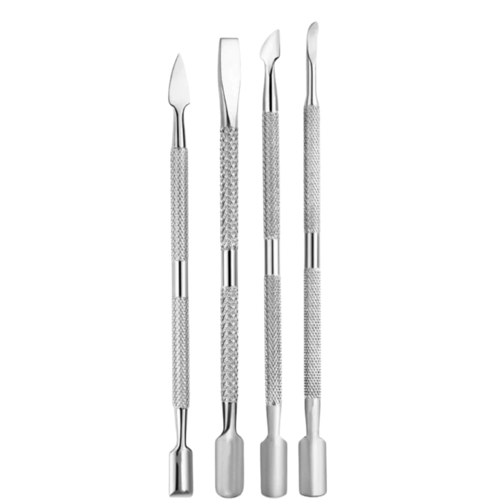 Kit 4 Espátulas para Unhas em Aço Inox Removedor e Empurrador de Cutícula
