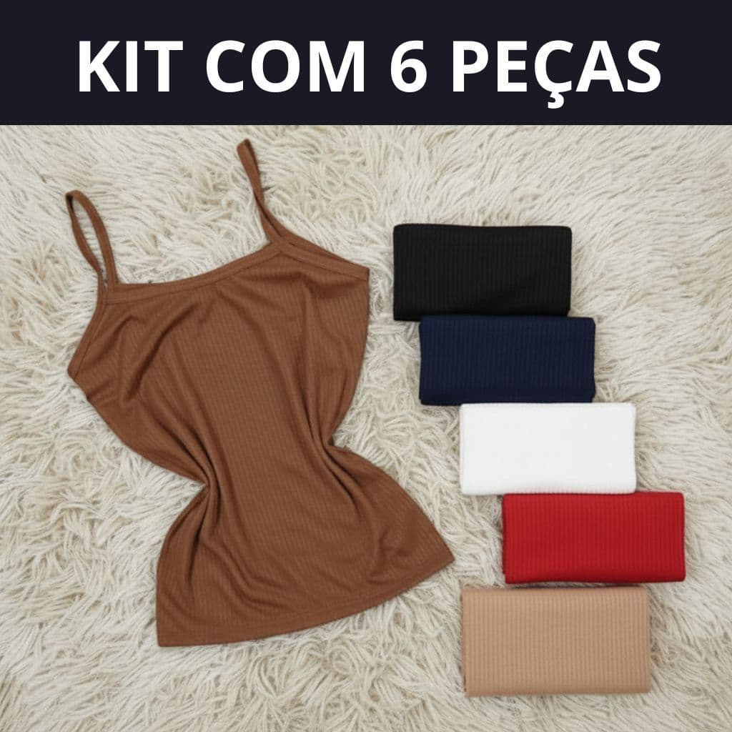 Kit 6 Blusas Regatas  Alcinha Feminina Canelada para o Dia a Dia