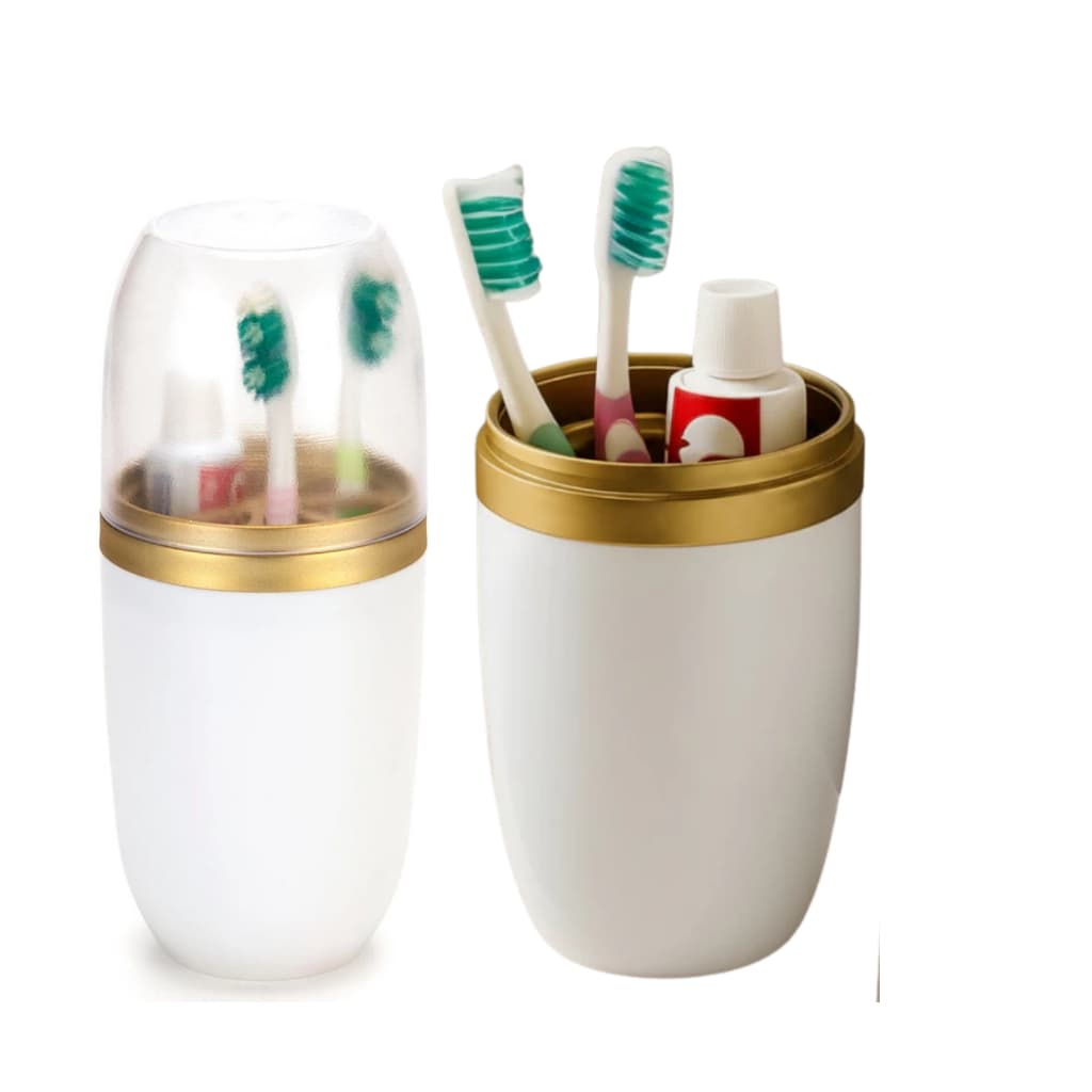 Organizador Escova de Dentes e Creme Dental com Tampa  Arthi branco com dourado