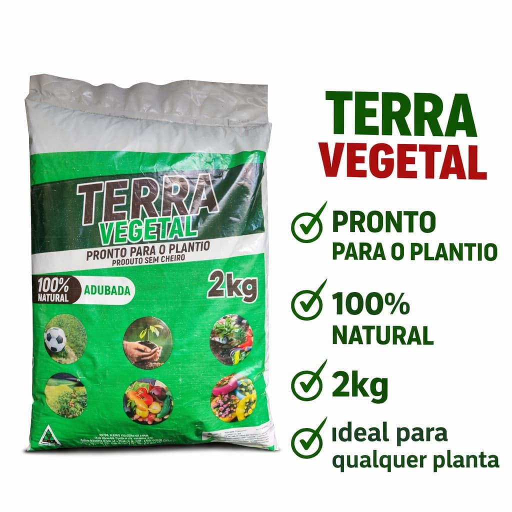 Terra Preta Adubada Premium 2kg Pronto para o Uso, Sem Cheiro!!