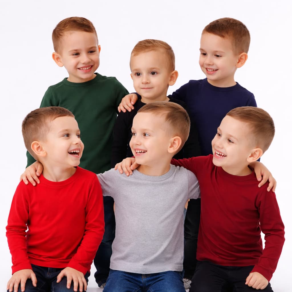 Kit 6 Blusas de Manga Longa e Gola Redonda de Ribana Infantil e Unissex 1 ao 12 Anos