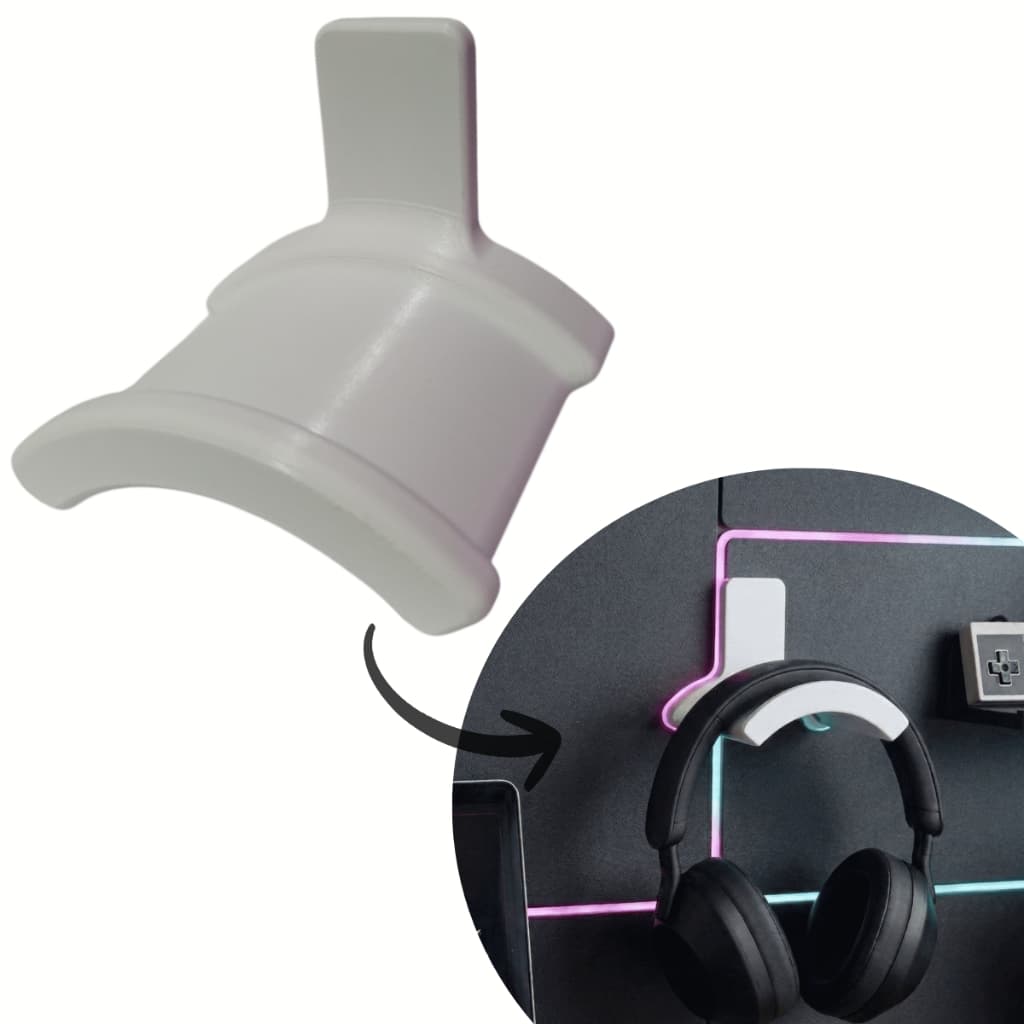 Suporte de Parede para Fone / Headset Gamer - Fixação com Fita Dupla Face 3M