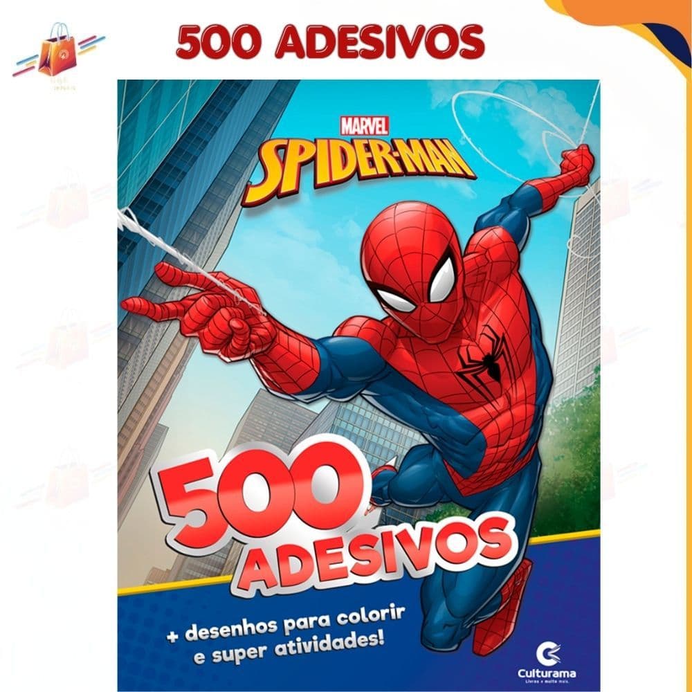 Livro 500 Adesivos Marvel Homem Aranha Hulk Homem de Ferro Capitão América Ler e Colorir