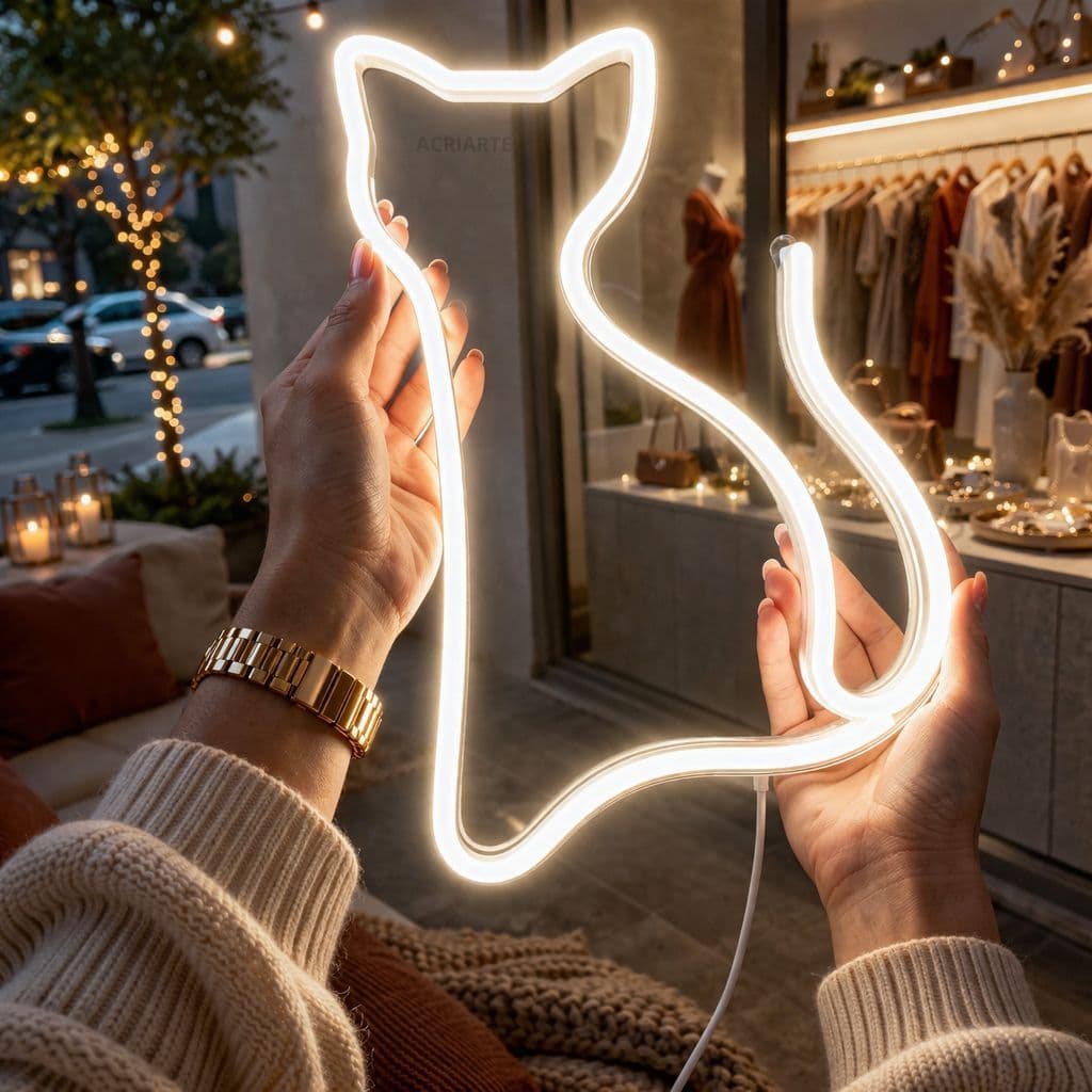 Luminária LED Neon Gatinho – Luz Decorativa Moderna para Quartos e Ambientes
