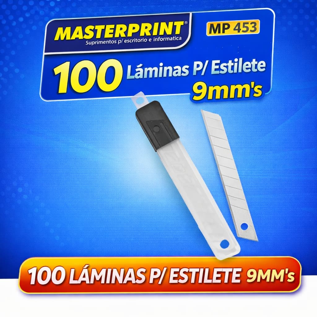 100 Peças Lâmina Estilete 9mm Masterprint