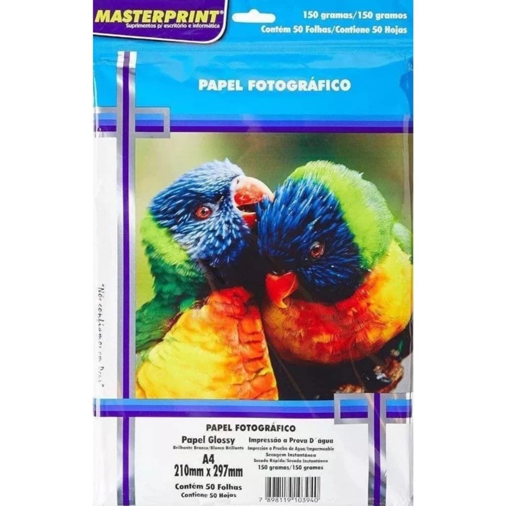 Papel Fotográfico 150g A4 Glossy Brilhante Resistente a Água Masterprint