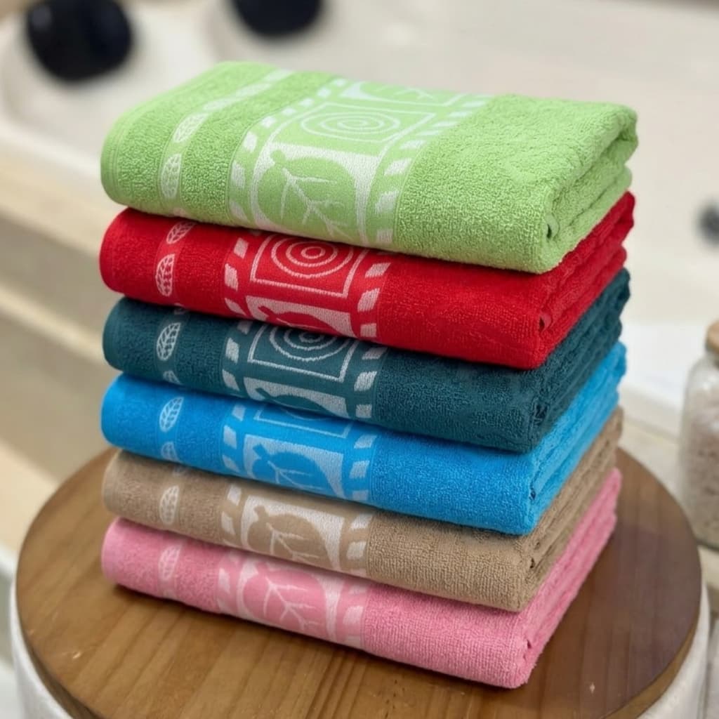 Kit Toalhas De Banho Folha Jacquard Gigante Grossa - Felpuda 75 X 1,40
