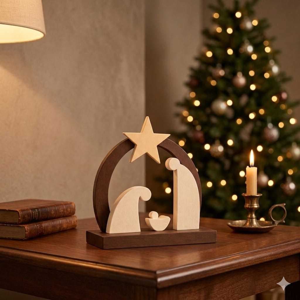 Escultura Decorativa Religiosa Presépio Minimalista Enfeite Mesa Decoração Cristã