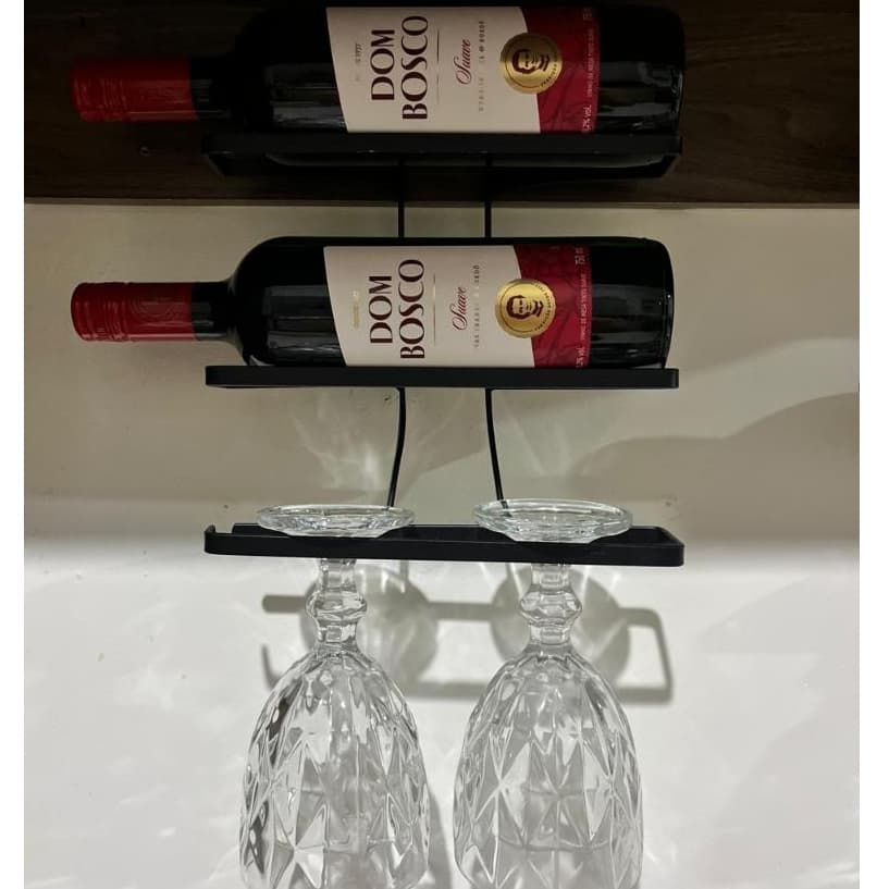 Suporte Adega e Taça Decorativo de Parede