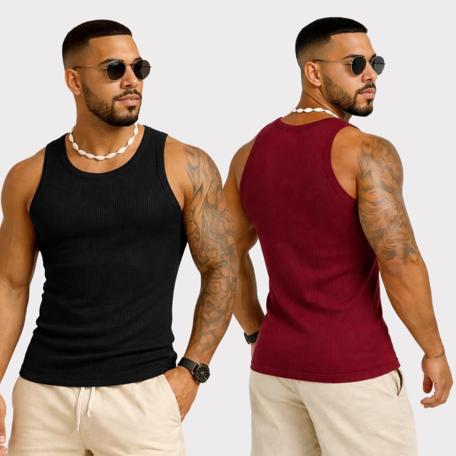 Kit 2 Camiseta Masculina Regata Canelada Estilo Americana Camisa Regata Academia
