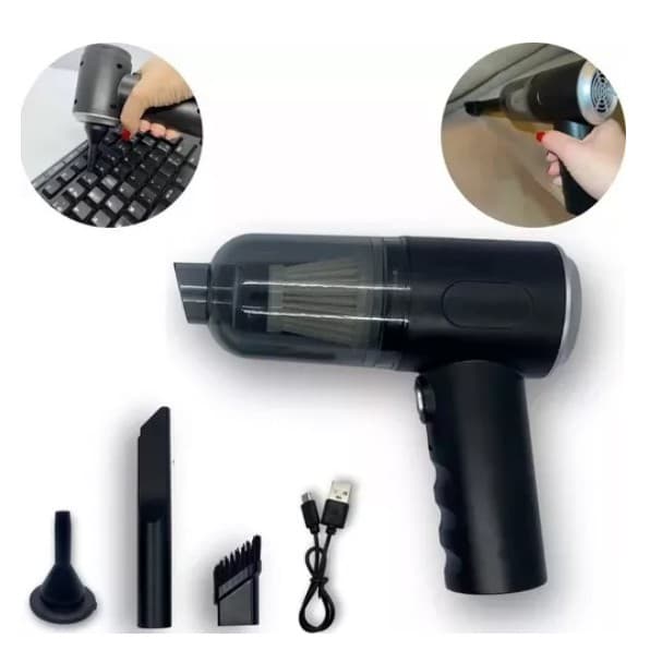 Mini Aspirador Portátil Sem Fio 3 em 1 Carro Casa Soprador USB Potente