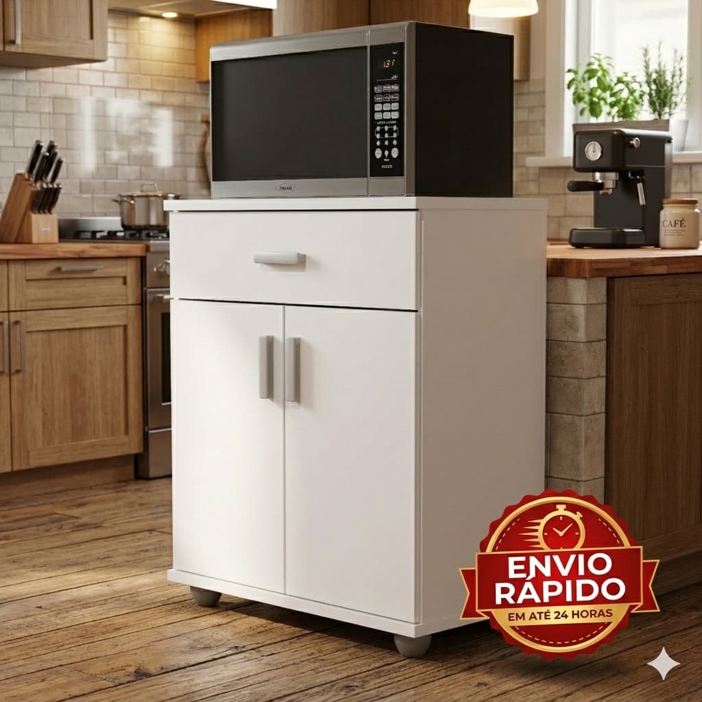Armário Balcão Multiuso / Micro-ondas Forno Cozinha E Cantinho Do Café Oferta Mell