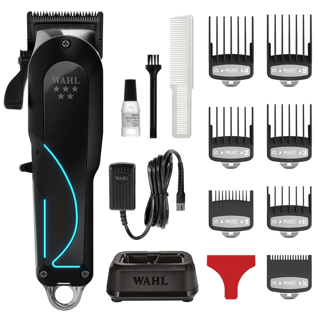 Wahl Senior 2.0 com Base Carregadora 5 Estrelas Maquina de Cortar Profissional Sem Fio 8000 RPM