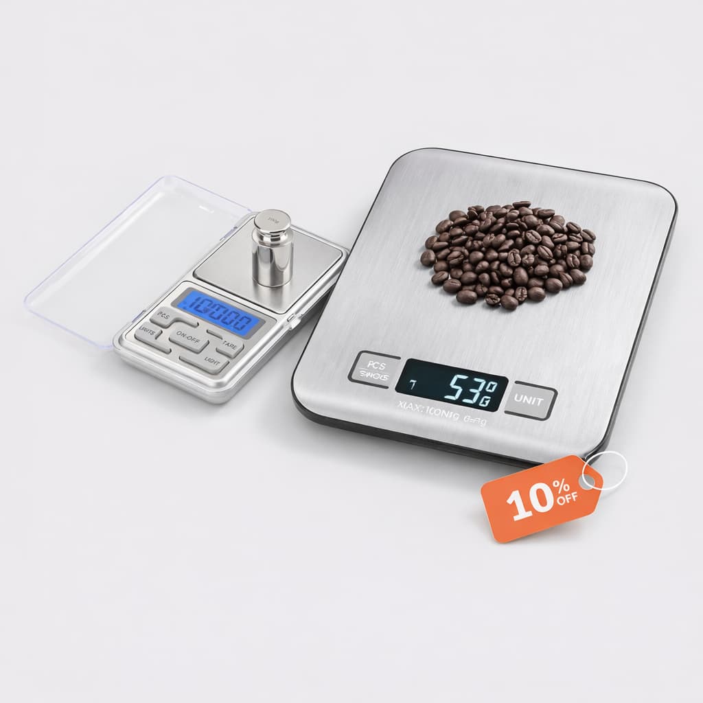 Kit Balança Digital de Cozinha completo Inox 10kg + Mini Balança 0,01g até 200g