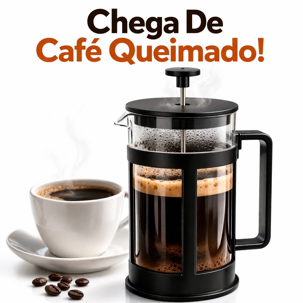 Cafeteira Francesa com Prensa 300ml | Café Expresso e Leite Cremoso - Cafeteira Prensa