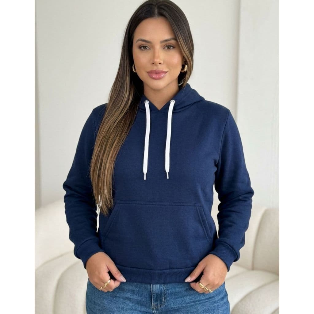 Blusa De Moletom Canguru Bolso Capuz Feminino Promoção