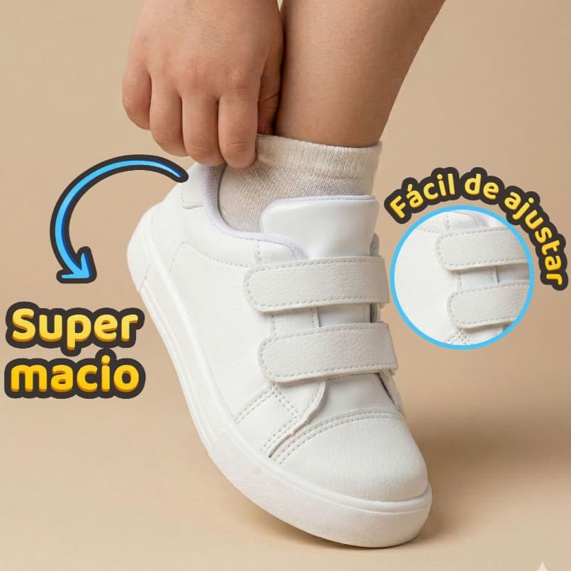 Tênis Infantil Fácil de Calçar com Velcro Macio Confortável Antiderrapante Leve Unissex Casual