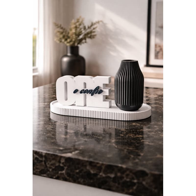 Enfeite Religioso Ore e Confie com Vaso | Decoração Cristã Moderna para Sala e Quarto