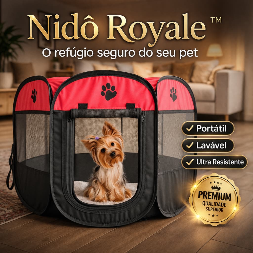 Cercado Dobrável Pet Portátil Lavável Seguro para Filhotes Pequenos Nidô Royale™