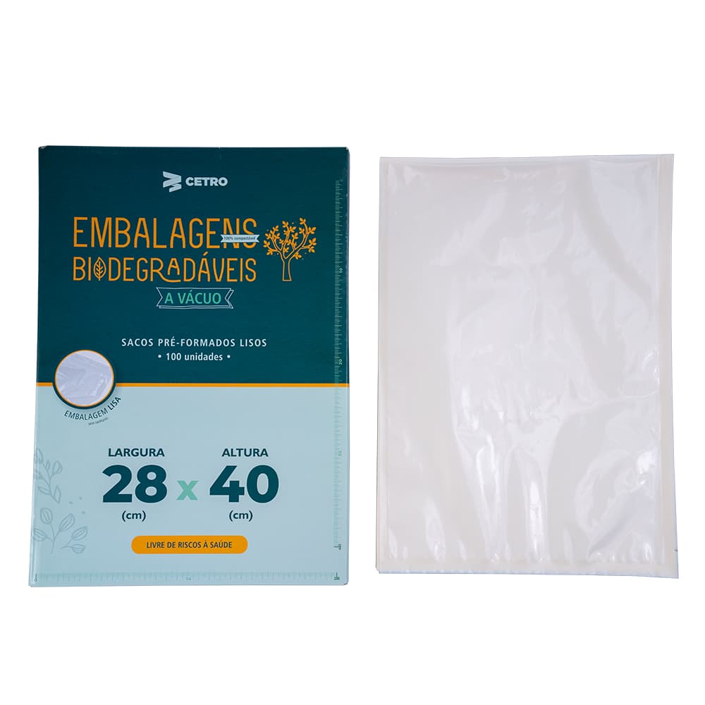 Embalagem a Vácuo Biodegradável 28x40cm - 100 Unidades