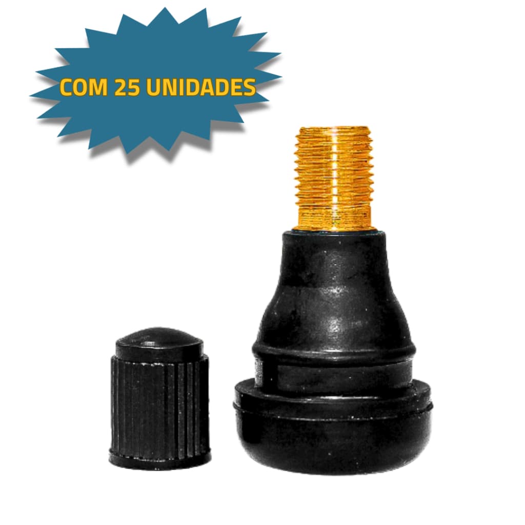 Kit 25 Bicos Válvula Para Pneu Sem Câmara Moto Tr412