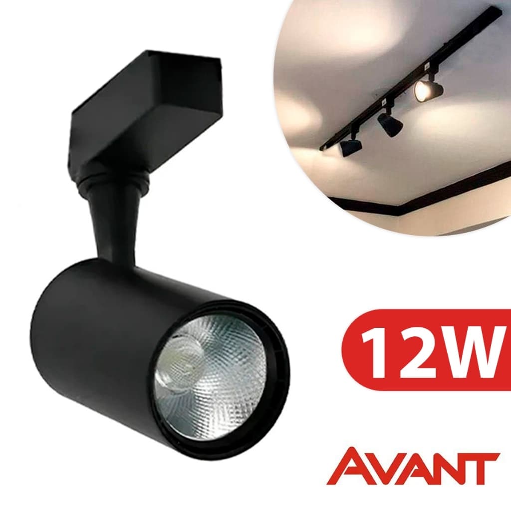 Spot Led Para Trilho Eletrificado Preto Branco 12W Interno Bivolt Luz Branco Frio 6500K AVANT