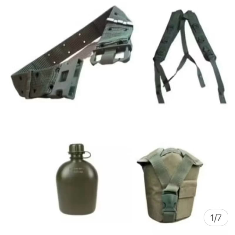 Kit Cinto Na + Suspensório De Serviço + Cantil + Porta Cantil